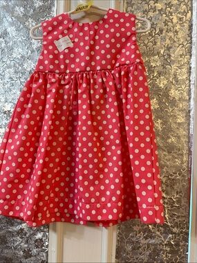 Hand Crafted Pink Polka Dot Casual Dress